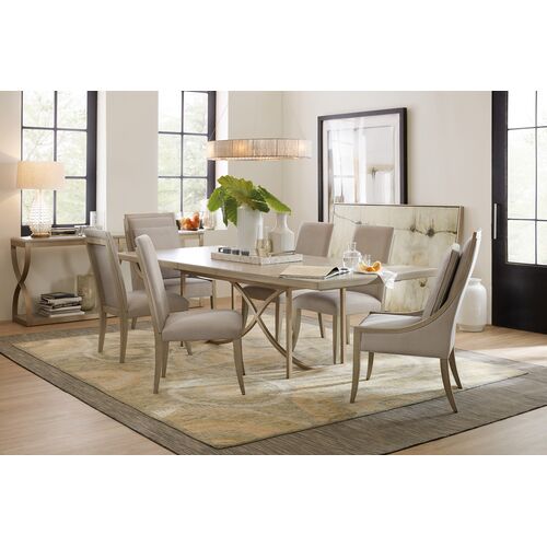 Elixir 80" Rectangular Extension Dining Table, Gray Beige/Champagne Silver 2 Elixir 80" Rectangular Extension Dining Table, Gray Beige/Champagne Silver