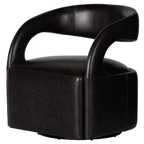 Nina Leather Swivel Chair, Sonoma Black 1 Nina Leather Swivel Chair, Sonoma Black