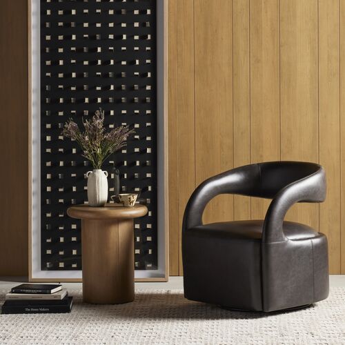 Nina Leather Swivel Chair, Sonoma Black 2 Nina Leather Swivel Chair, Sonoma Black