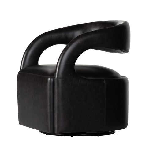 Nina Leather Swivel Chair, Sonoma Black 3 Nina Leather Swivel Chair, Sonoma Black