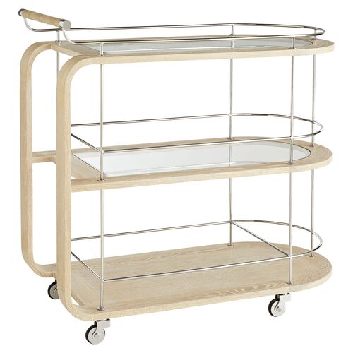 Brays bar cart, Natural/Silver