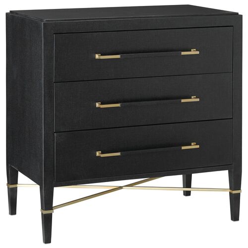 Verona Chest, Black Lacquered Linen/Champagne