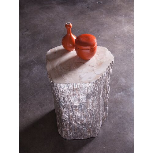Trunk Segment Tall Side Table, Silver Leaf 2 Trunk Segment Tall Side Table, Silver Leaf