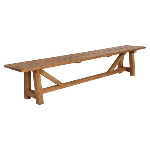 George Outdoor Teak Bench, Natural 1 George Outdoor Teak Bench, Natural