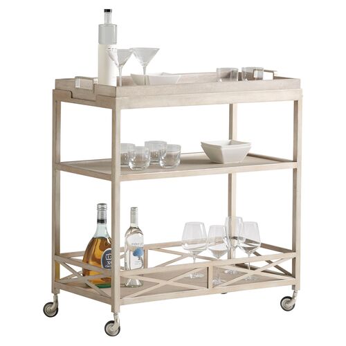 Malibu Anacapa Metal Bar Cart, Warm Taupe