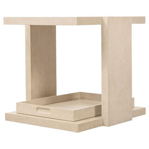 Westwood Oak Removable Tray End Table, Limestone 2 Westwood Oak Removable Tray End Table, Limestone