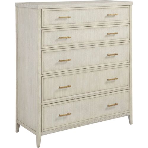 Yasmin 5-Drawer Chest, Ash/Brass