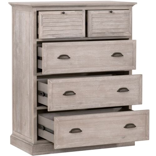 August 5-Drawer High Chest, Natural Gray Acacia 4 August 5-Drawer High Chest, Natural Gray Acacia