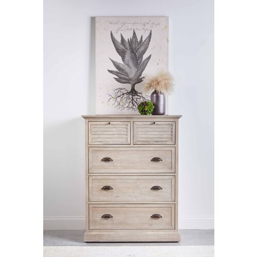 August 5-Drawer High Chest, Natural Gray Acacia 9 August 5-Drawer High Chest, Natural Gray Acacia