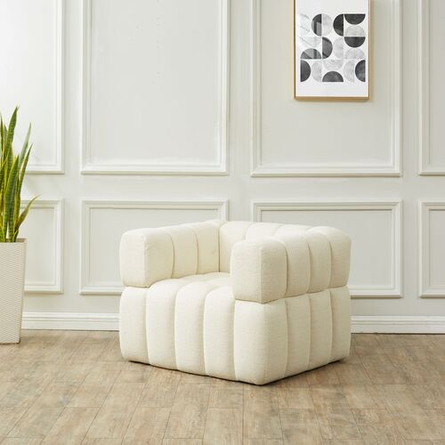 Aria Boucle Tufted Accent Chair, Creme 3 Aria Boucle Tufted Accent Chair, Creme