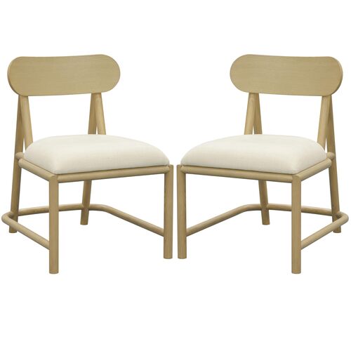 S/2 Ruelle Oak Dining Chairs, Beige 1 S/2 Ruelle Oak Dining Chairs, Beige