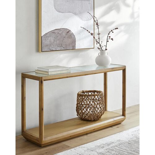 Xylara 55" Acacia/Glass Console Table, Natural 2 Xylara 55" Acacia/Glass Console Table, Natural