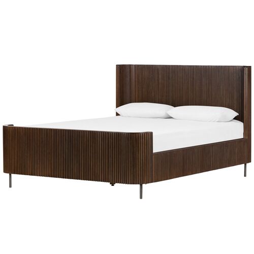 Fresno Fluted Bed, Terra Brown Oak 1 Fresno Fluted Bed, Terra Brown Oak