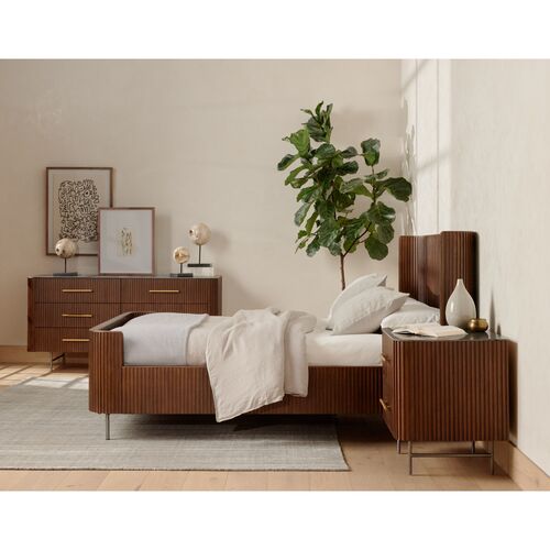 Fresno Fluted Bed, Terra Brown Oak 2 Fresno Fluted Bed, Terra Brown Oak