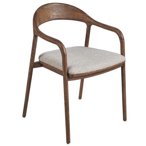 Trissa Dining Arm Chair, Brown Oak/Pebble Boucle 1 Trissa Dining Arm Chair, Brown Oak/Pebble Boucle