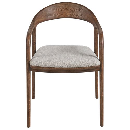 Trissa Dining Arm Chair, Brown Oak/Pebble Boucle 2 Trissa Dining Arm Chair, Brown Oak/Pebble Boucle