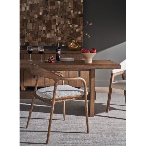 Trissa Dining Arm Chair, Brown Oak/Pebble Boucle 4 Trissa Dining Arm Chair, Brown Oak/Pebble Boucle