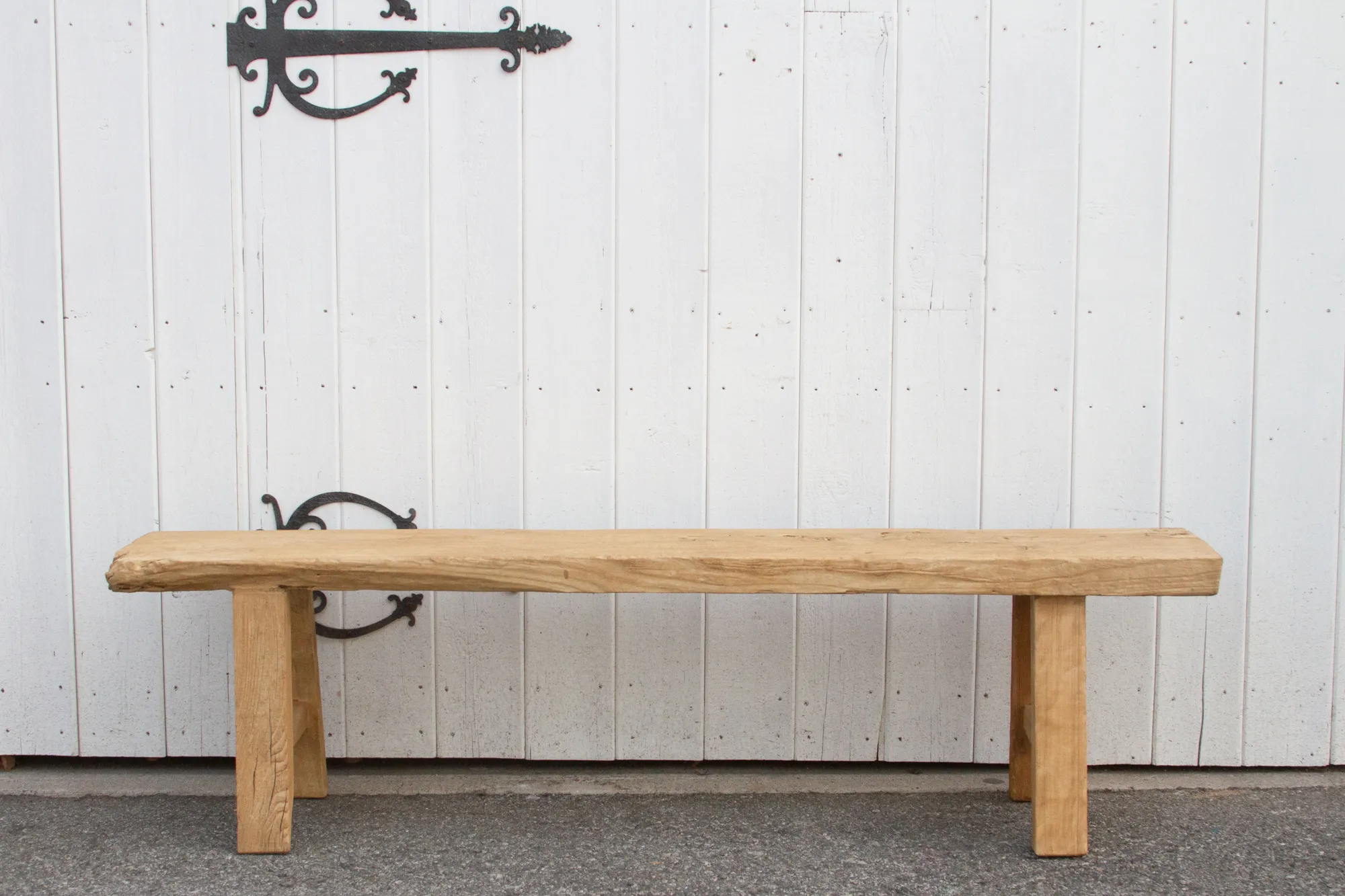 Rustic Bleached Wood Farmhouse Bench 3 Rustic Bleached Wood Farmhouse Bench