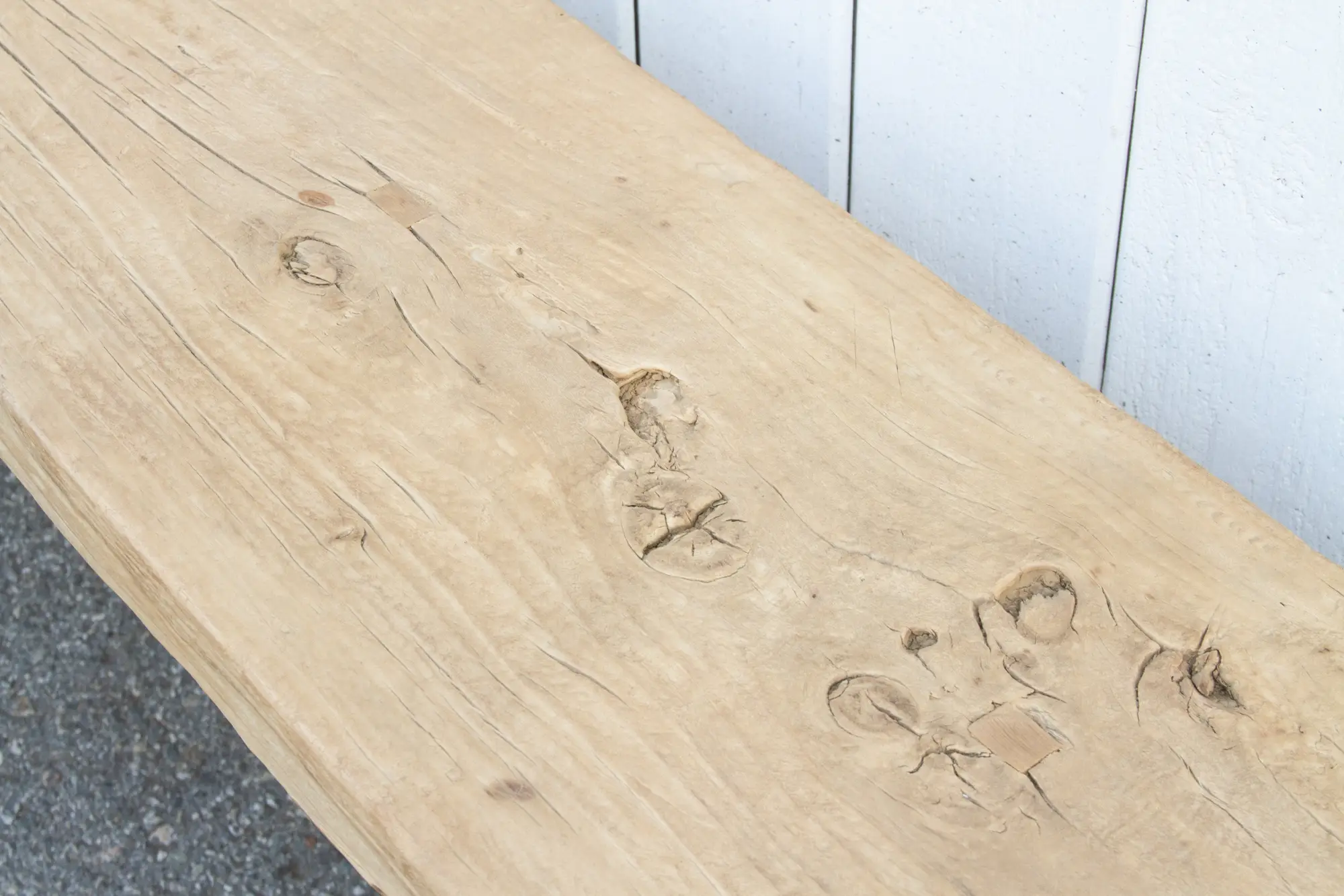 Rustic Bleached Wood Farmhouse Bench 5 Rustic Bleached Wood Farmhouse Bench