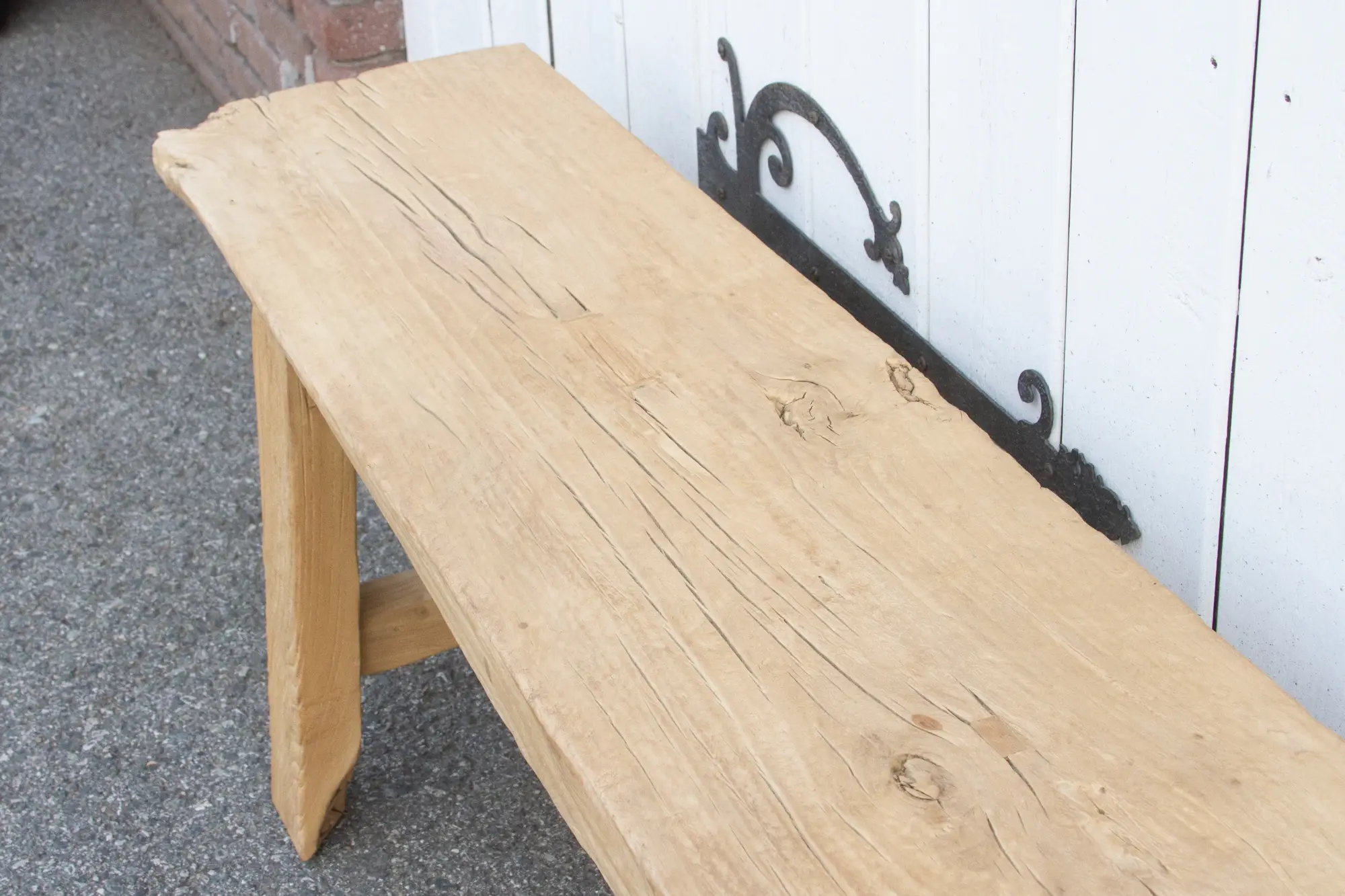Rustic Bleached Wood Farmhouse Bench 6 Rustic Bleached Wood Farmhouse Bench