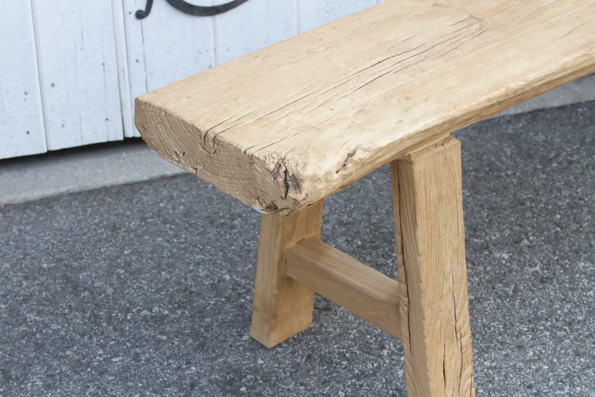 Rustic Bleached Wood Farmhouse Bench 8 Rustic Bleached Wood Farmhouse Bench