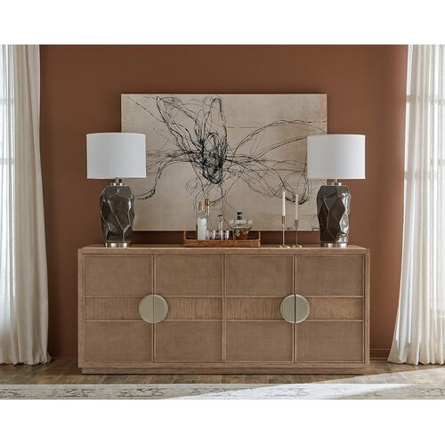 Sonnet Marble Top Cane Dining Credenza, Wren/Beige 2 Sonnet Marble Top Cane Dining Credenza, Wren/Beige