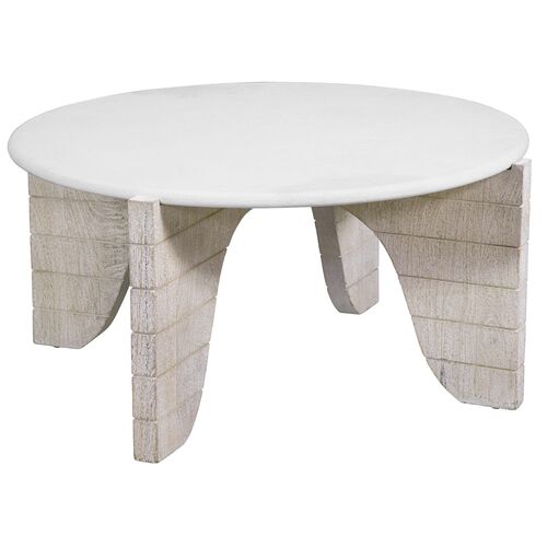 Jonathan Round Cocktail Table, White Wash 1 Jonathan Round Cocktail Table, White Wash