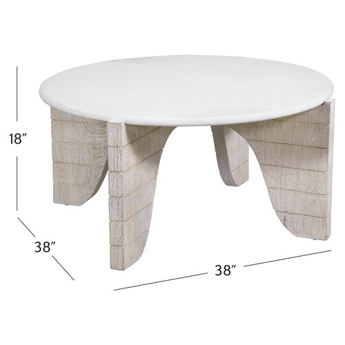 Jonathan Round Cocktail Table, White Wash 5 Jonathan Round Cocktail Table, White Wash