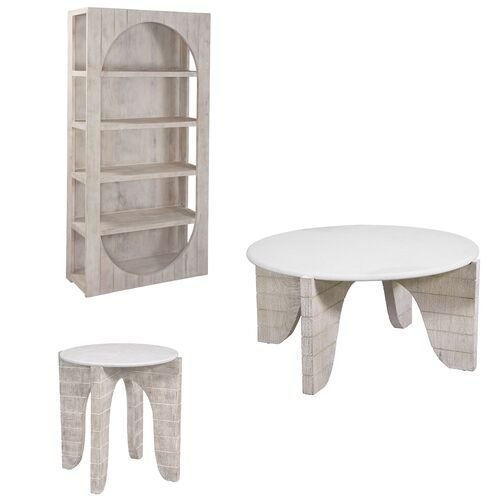 Jonathan Round Cocktail Table, White Wash 6 Jonathan Round Cocktail Table, White Wash