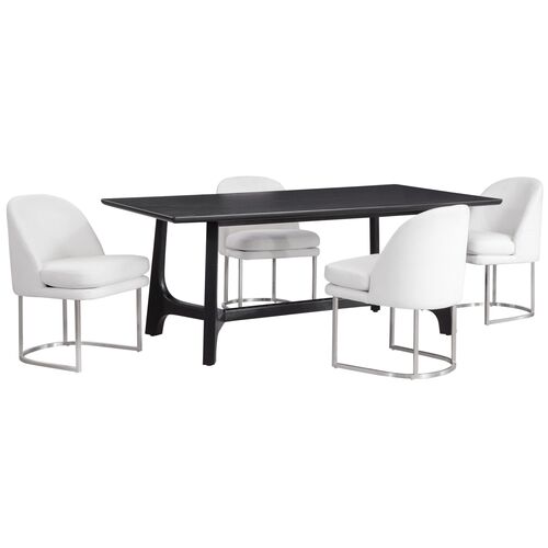 Andrea 76" Rectangular Dining Table, Black 6 Andrea 76" Rectangular Dining Table, Black