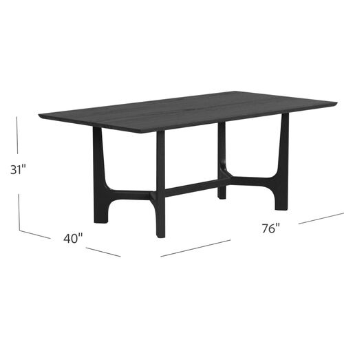 Andrea 76" Rectangular Dining Table, Black 9 Andrea 76" Rectangular Dining Table, Black