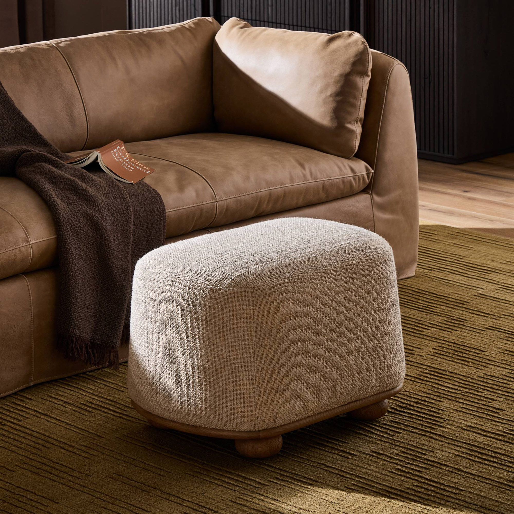 Zevoria Oval Ottoman, Saxon Sand Wool 2 Zevoria Oval Ottoman, Saxon Sand Wool