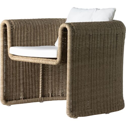 Elliana Woven Outdoor Lounge Chair, Vintage White