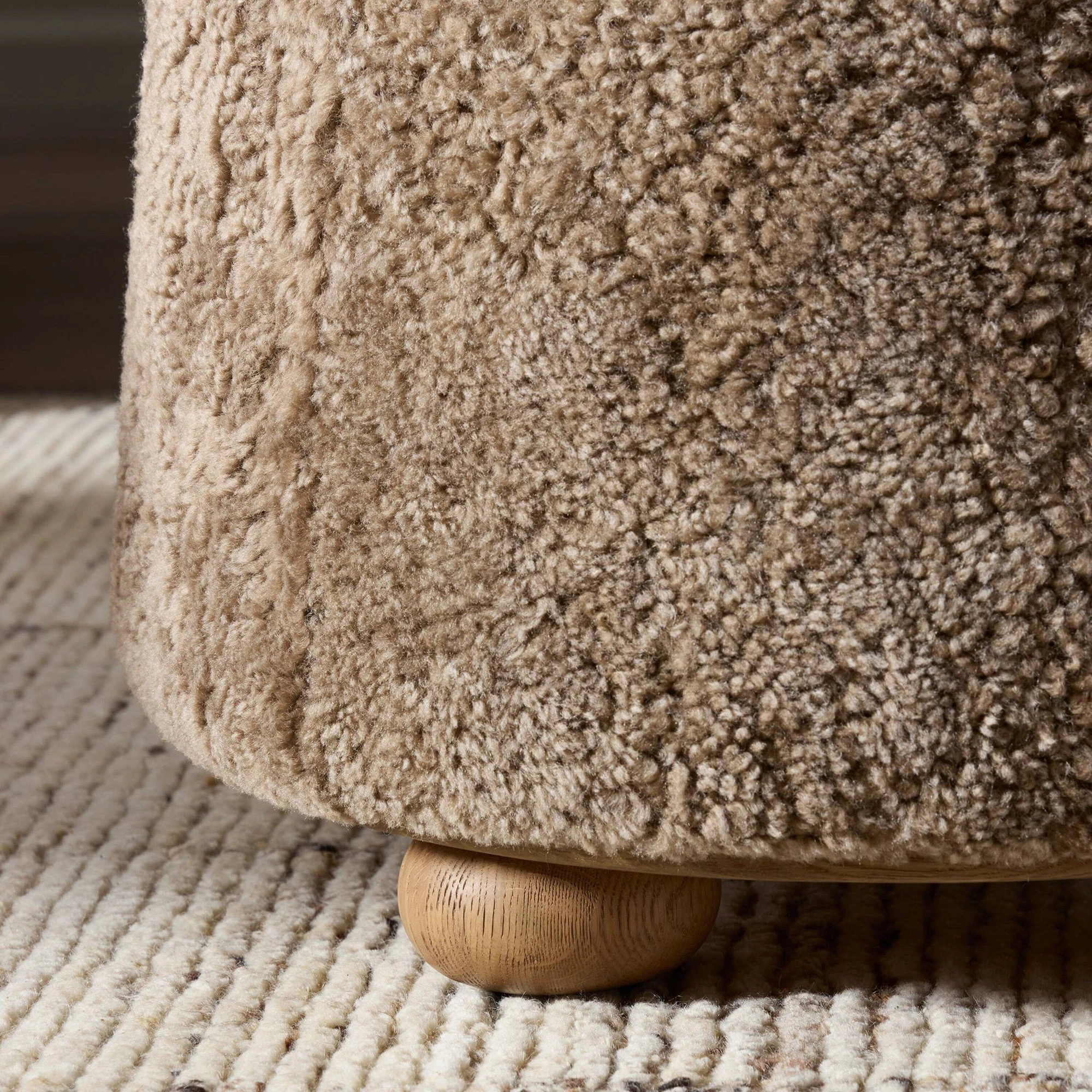 Zevoria Ottoman, Taupe Shearling 10 Zevoria Ottoman, Taupe Shearling