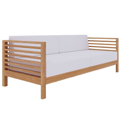 Summer Outdoor Teak 70" Sofa, Natural Sunbrella