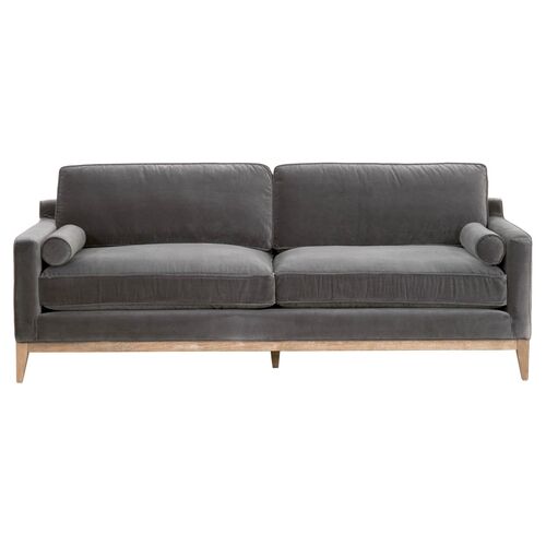 Callie 86" Velvet Sofa, Dark Dove 1 Callie 86" Velvet Sofa, Dark Dove