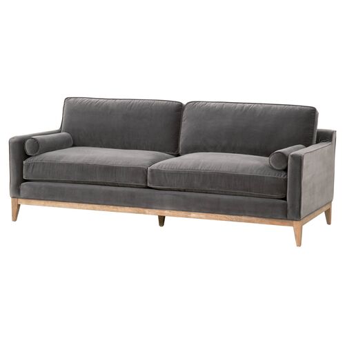 Callie 86" Velvet Sofa, Dark Dove 2 Callie 86" Velvet Sofa, Dark Dove