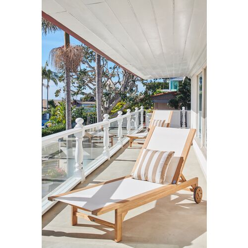 Myrna Teak Outdoor Chaise, White Textilene 2 Myrna Teak Outdoor Chaise, White Textilene