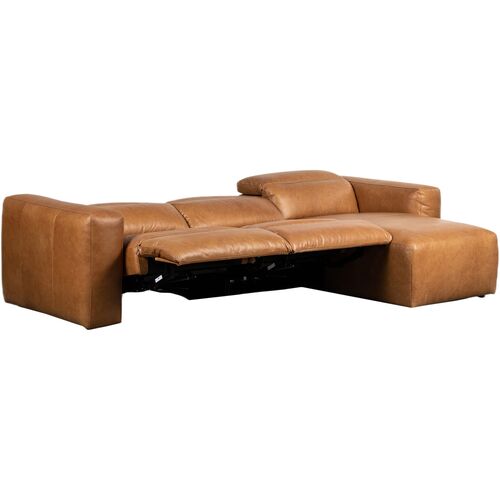 Jovi Power Recliner 3-Piece Leather Sectional w/ Chaise, Sonoma Butterscotch 2 Jovi Power Recliner 3-Piece Leather Sectional w/ Chaise, Sonoma Butterscotch