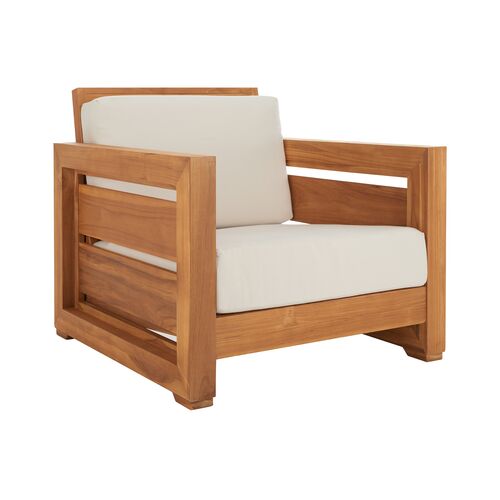 Daxxin Teak Outdoor Lounge Chair, Natural/Beige
