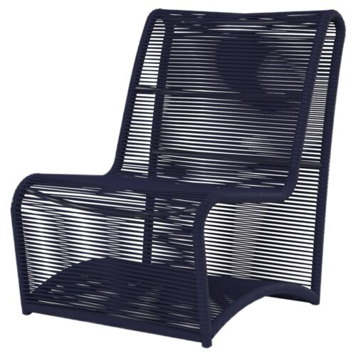 Amira Outdoor Aluminum/Rope Armless Club Chair, Navy