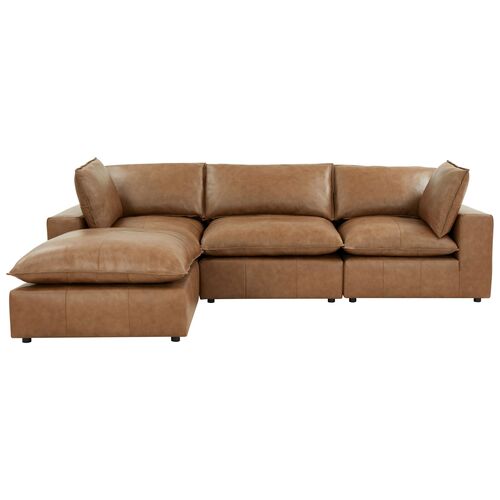 Saphine Leather Modular Sectional, Brown 2 Saphine Leather Modular Sectional, Brown