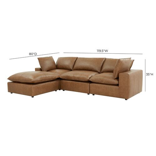 Saphine Leather Modular Sectional, Brown 6 Saphine Leather Modular Sectional, Brown