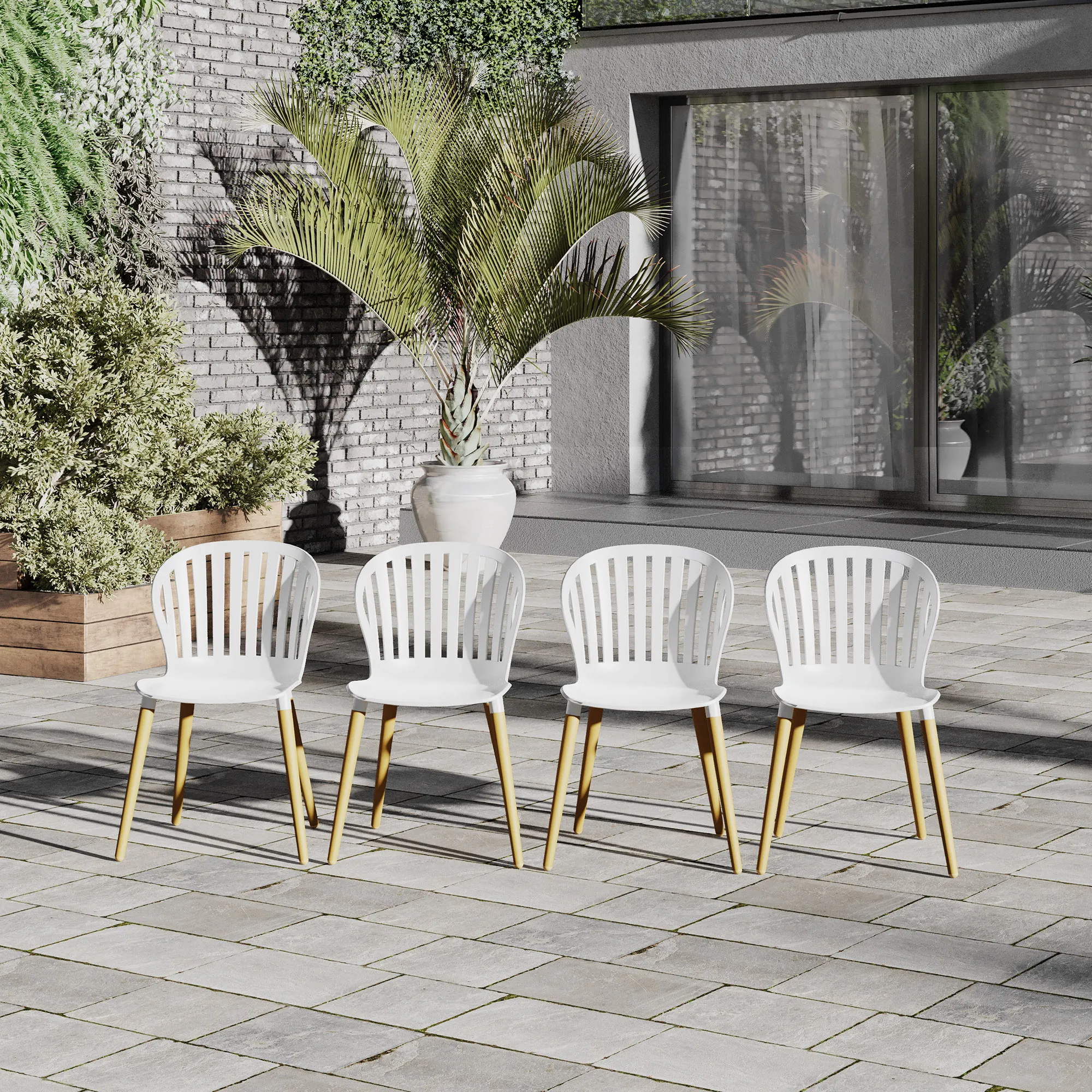 S/4 Cayana Outdoor Dining Side Chairs, Natural/White 2 S/4 Cayana Outdoor Dining Side Chairs, Natural/White