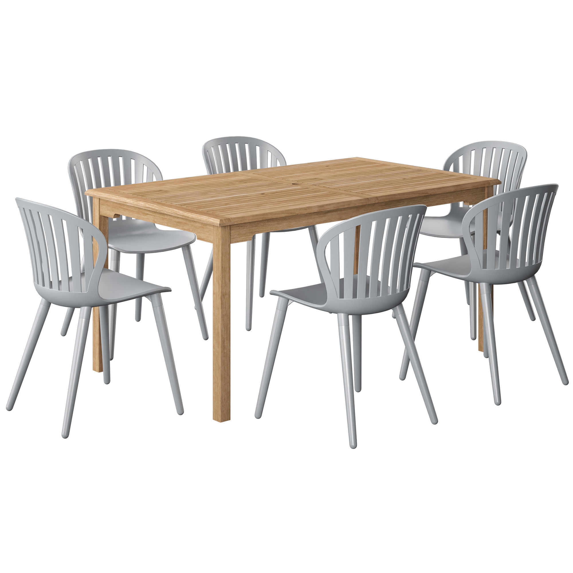Cayana 7-Pc Rectangular Outdoor Teak Dining Set 1 Cayana 7-Pc Rectangular Outdoor Teak Dining Set