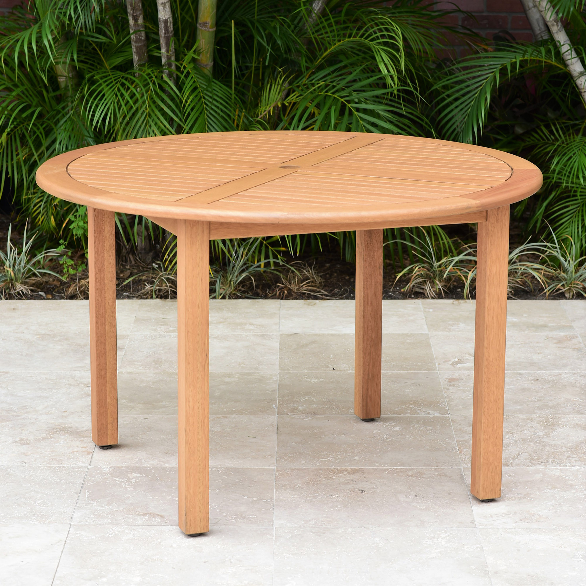 Tulum 5-Pc Outdoor Eucalyptus Round Dining Set, Natural/Black 3 Tulum 5-Pc Outdoor Eucalyptus Round Dining Set, Natural/Black