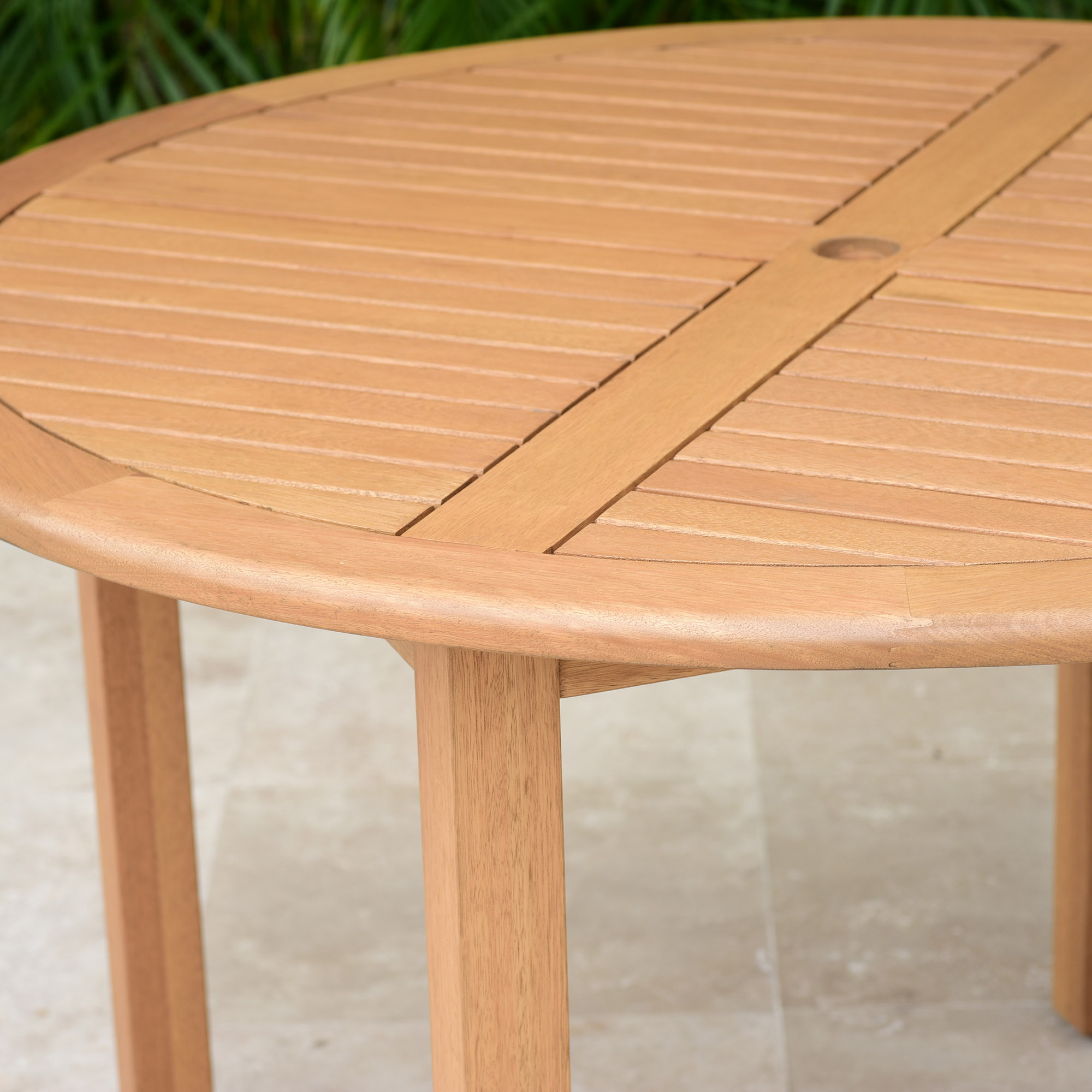 Tulum 5-Pc Outdoor Eucalyptus Round Dining Set, Natural/Black 4 Tulum 5-Pc Outdoor Eucalyptus Round Dining Set, Natural/Black