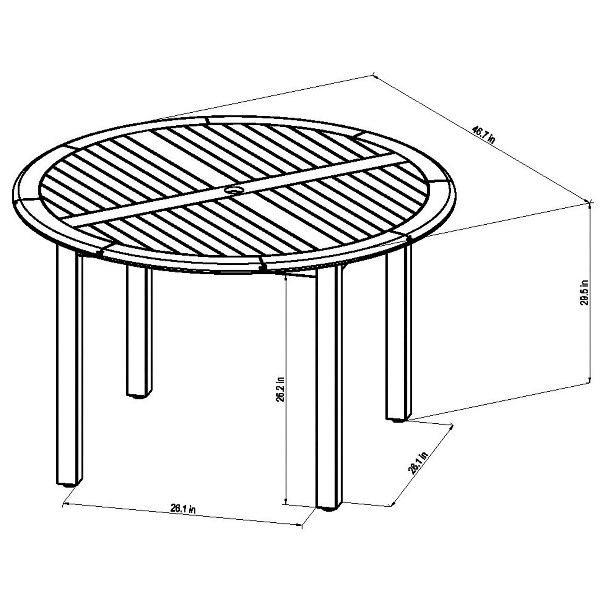 Tulum 5-Pc Outdoor Eucalyptus Round Dining Set, Natural/Black 7 Tulum 5-Pc Outdoor Eucalyptus Round Dining Set, Natural/Black