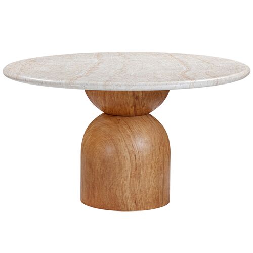 Zayden Concrete Indoor/Outdoor 54" Round Dining Table, Travertine 1 Zayden Concrete Indoor/Outdoor 54" Round Dining Table, Travertine