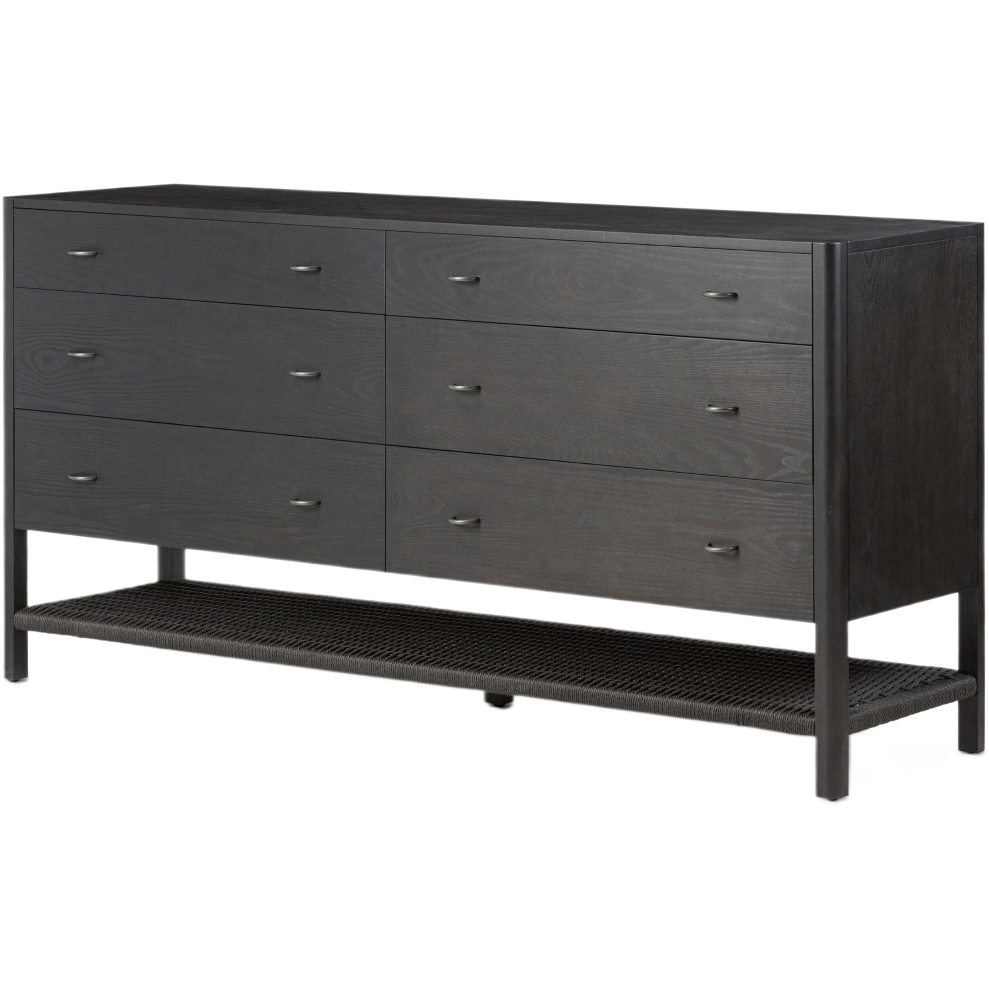 Holly 6-Drawer Dresser, Woven Rush/Smoked Black Ash 1 Holly 6-Drawer Dresser, Woven Rush/Smoked Black Ash
